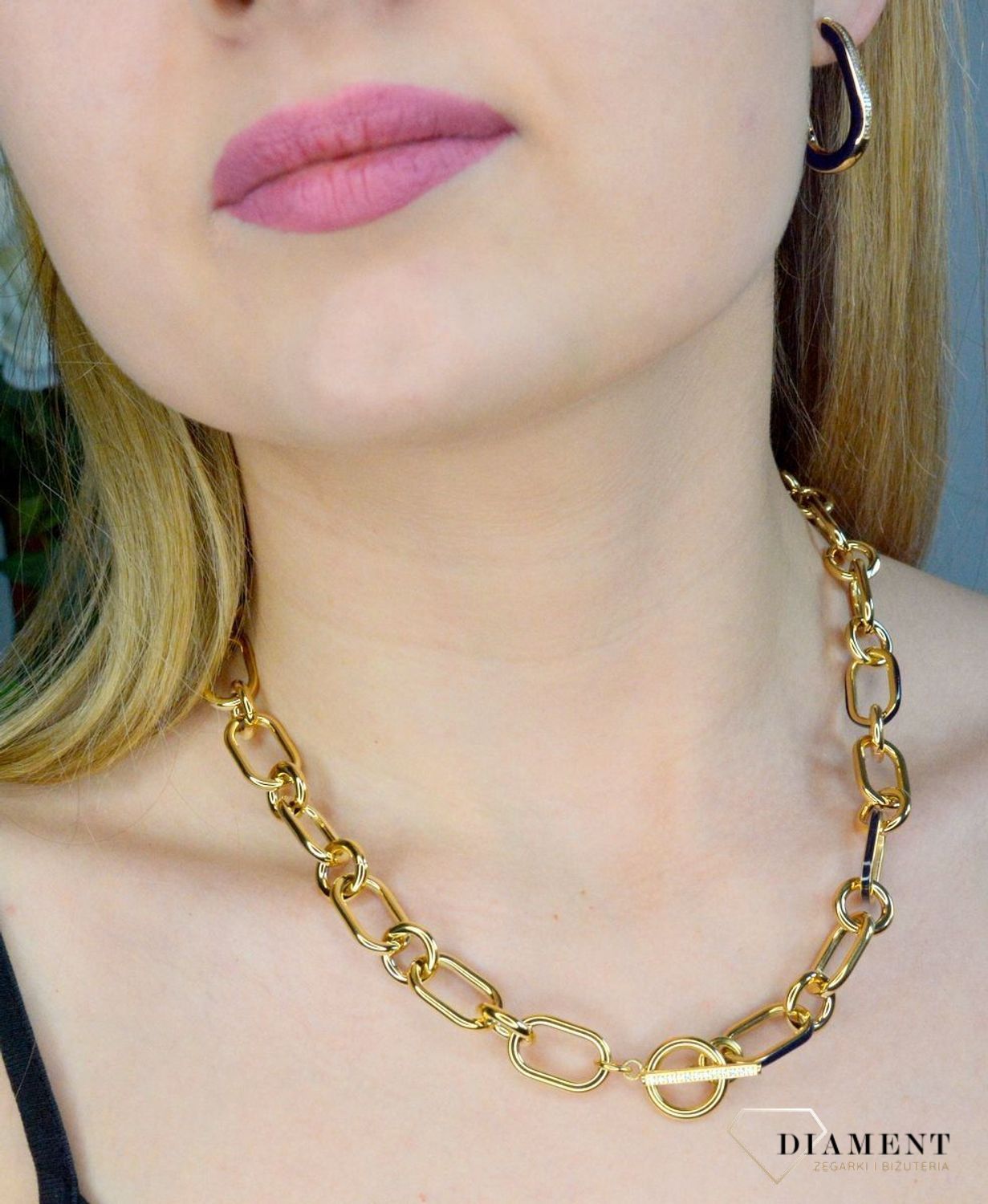 Naszyjnik złoty duże ogniwa Nomination z granatową emalią 028712 004F.jpg